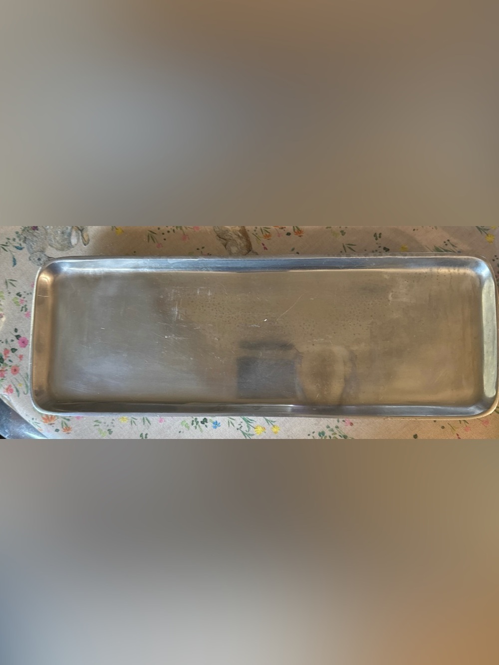 Metal Long Serving Tray - Silver finish